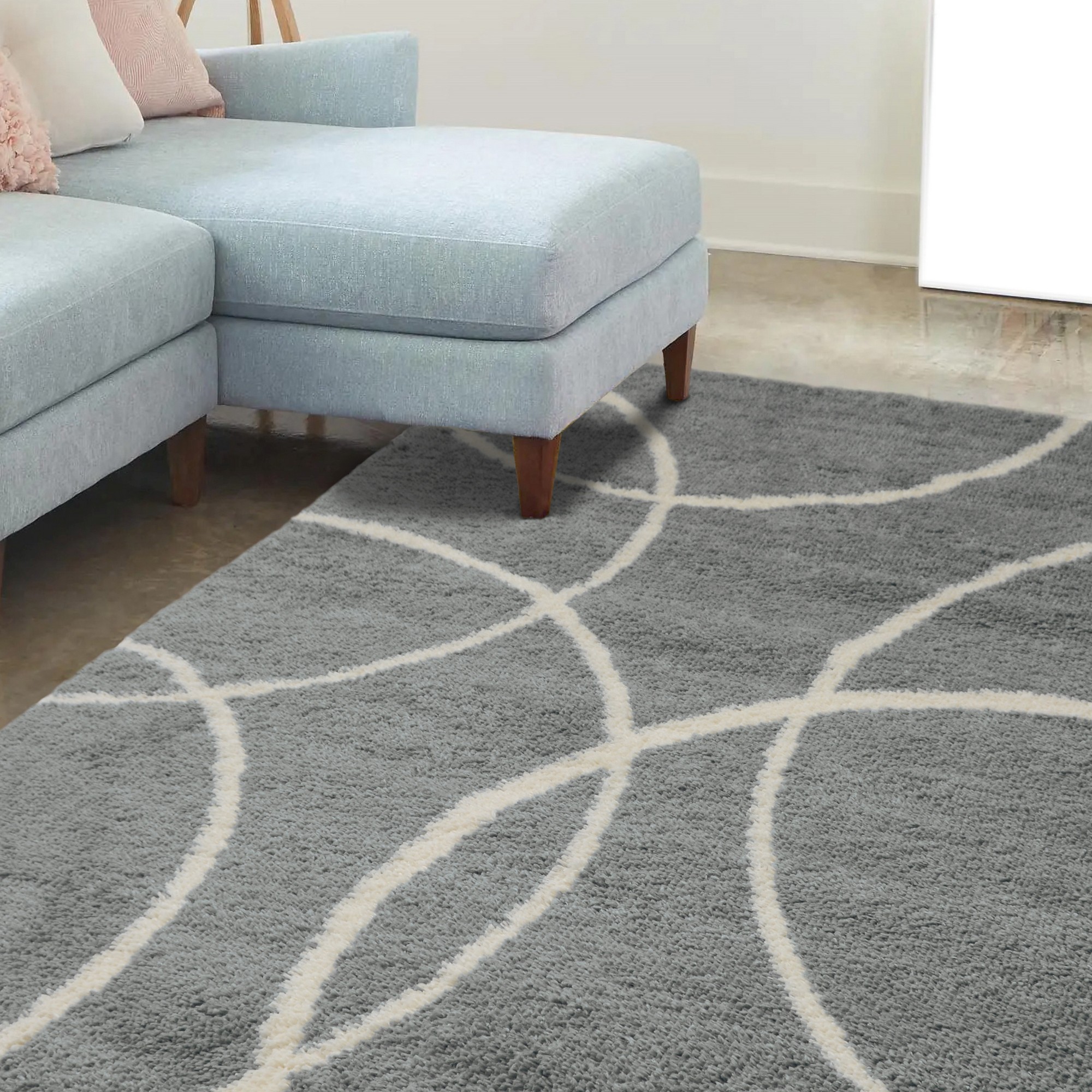 Snug Bubbles Shaggy Geometric Rugs In Grey